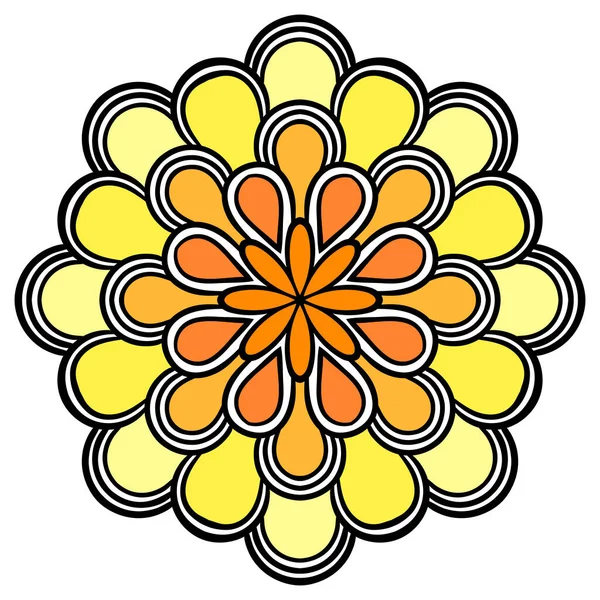 Mandala Colorido Flor Garabato Redonda Ornamental Aislada Sobre Fondo Blanco — Vector de stock