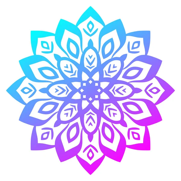 Kolorowy Gradientowy Okrągły Element Mandala Ozdobny Kwiat Doodle Izolowane Białym — Wektor stockowy
