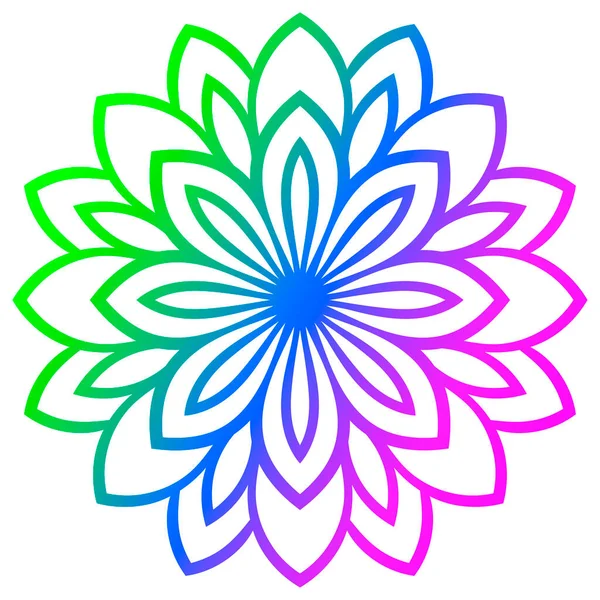 Kolorowy Gradientowy Okrągły Element Mandala Ozdobny Kwiat Doodle Izolowane Białym — Wektor stockowy
