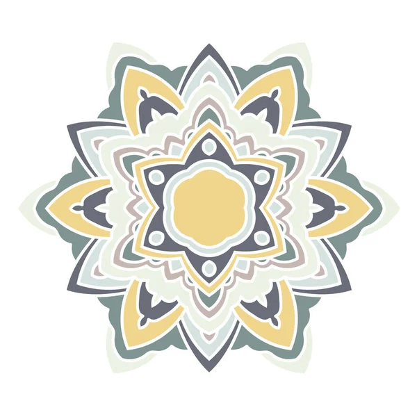 Süslü, yuvarlak karalama çiçeği beyaz arka planda izole edilmiş. Siyah hatlı mandala. Geometrik daire elementi. Vektör illüstrasyonu.