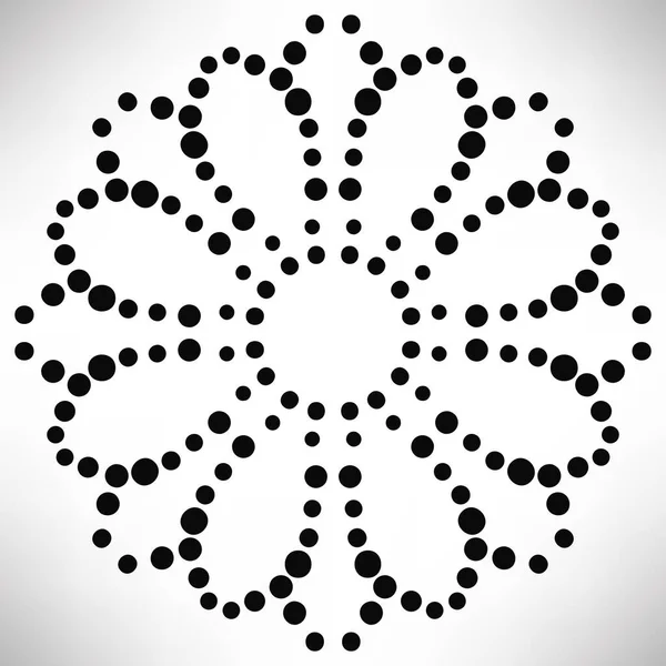 Орнаментальный Круглый Пунктирный Цветок Белом Фоне Черная Полутоновая Мандала Геометрический — стоковый вектор