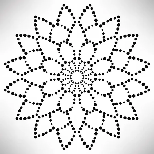Süslü, yuvarlak, beyaz arka planda izole bir çiçek. Siyah yarım ton mandala. Geometrik daire elementi. Vektör illüstrasyonu.