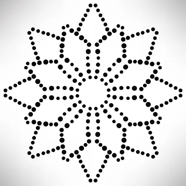 Ozdobné Kulaté Tečkované Květiny Izolované Bílém Pozadí Černá Polotónová Mandala — Stockový vektor