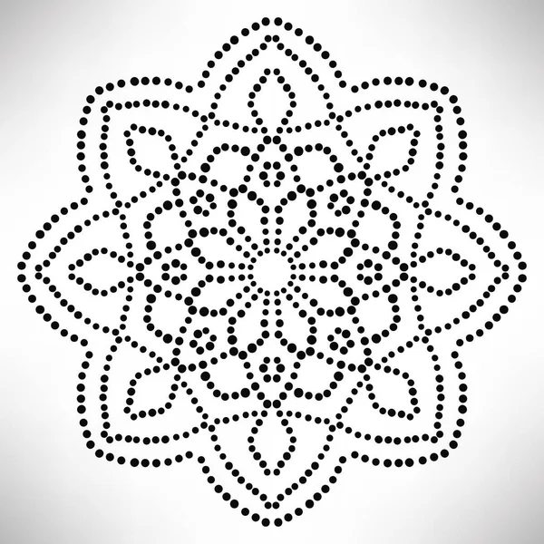 Süslü, yuvarlak, beyaz arka planda izole bir çiçek. Siyah yarım ton mandala. Geometrik daire elementi. Vektör illüstrasyonu.