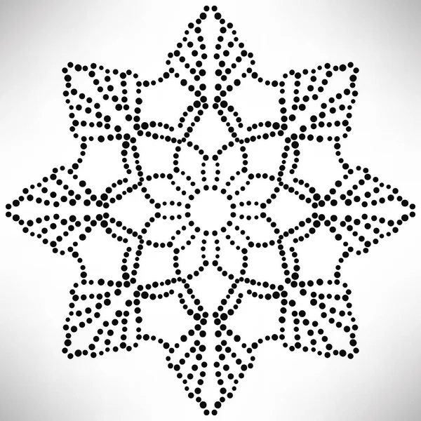 Decoratieve Ronde Gestippelde Bloem Geïsoleerd Witte Achtergrond Zwarte Halftoon Mandala — Stockvector