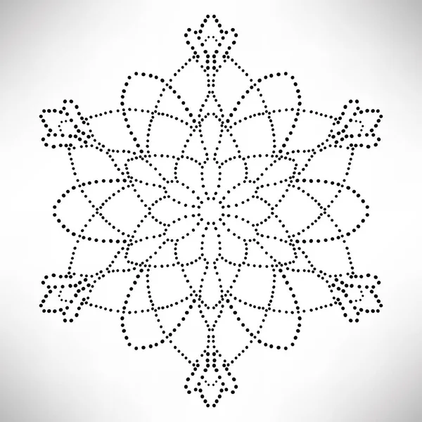 Süslü, yuvarlak, beyaz arka planda izole bir çiçek. Siyah yarım ton mandala. Geometrik daire elementi. Vektör illüstrasyonu.