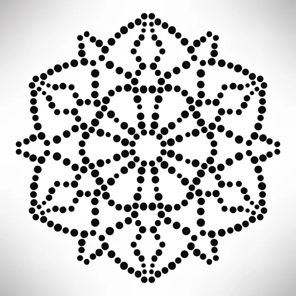 Декоративна Кругла Плямиста Квітка Ізольована Білому Тлі Чорна Напівтонова Мандала — стоковий вектор