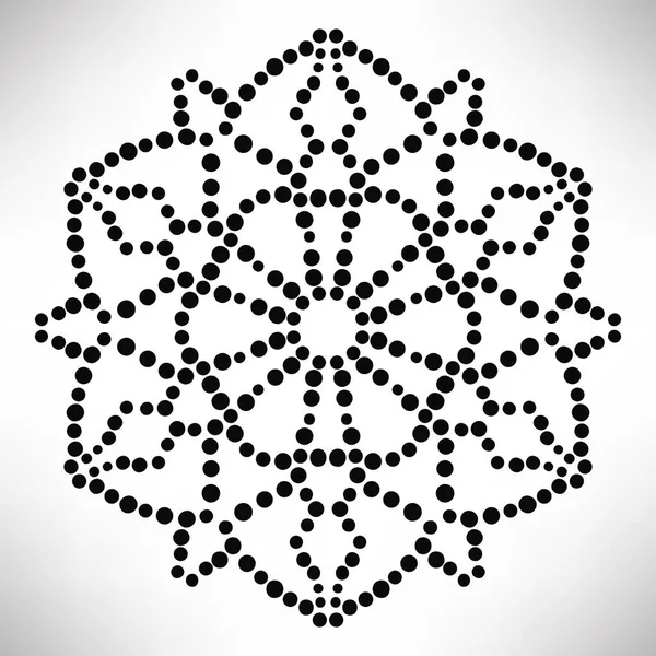 Süslü, yuvarlak, beyaz arka planda izole bir çiçek. Siyah yarım ton mandala. Geometrik daire elementi. Vektör illüstrasyonu.
