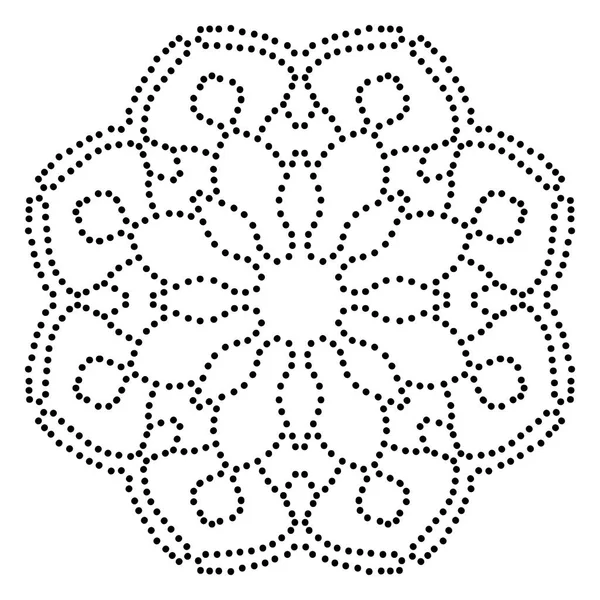 Süslü, yuvarlak, beyaz arka planda izole bir çiçek. Siyah yarım ton mandala. Geometrik daire elementi. Vektör illüstrasyonu