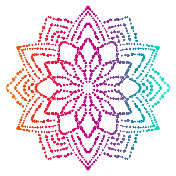 Mandala Punteado Colorido Elemento Decorativo Floral Degradado Flor Garabato Redonda — Archivo Imágenes Vectoriales