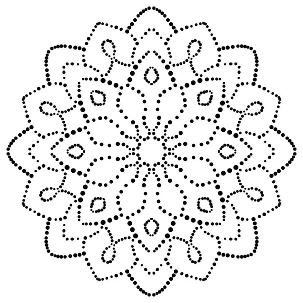 Fleur Ronde Ornementale Gribouillis Isolée Sur Fond Blanc Mandala Contour — Image vectorielle