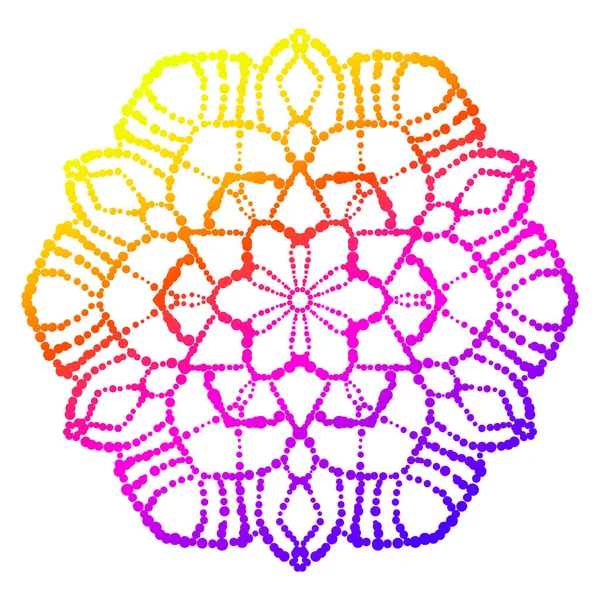 Mandala Punteado Colorido Elemento Decorativo Floral Degradado Flor Garabato Redonda — Archivo Imágenes Vectoriales