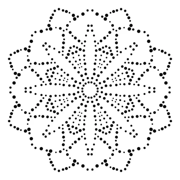 Süslü, yuvarlak, beyaz arka planda izole bir çiçek. Siyah yarım ton mandala. Geometrik daire elementi. Vektör illüstrasyonu.