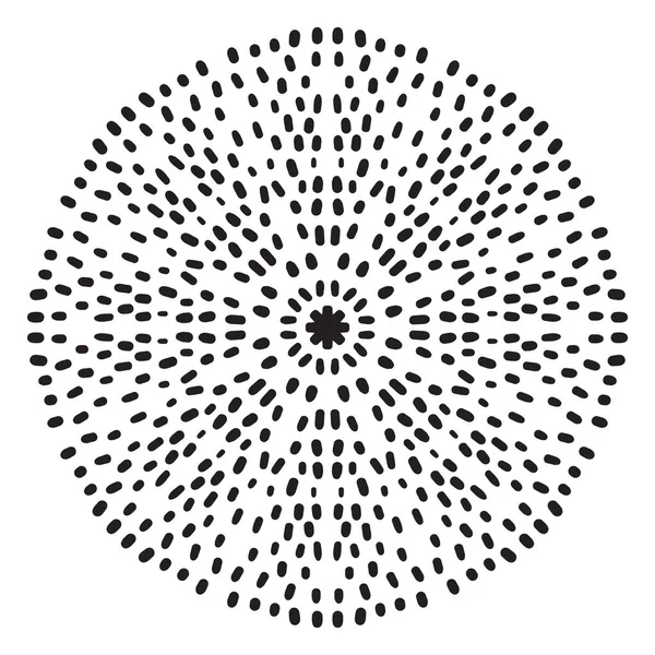 Ozdobný Polotón Kulaté Tečkované Květiny Izolované Bílém Pozadí Černá Polotónová — Stockový vektor