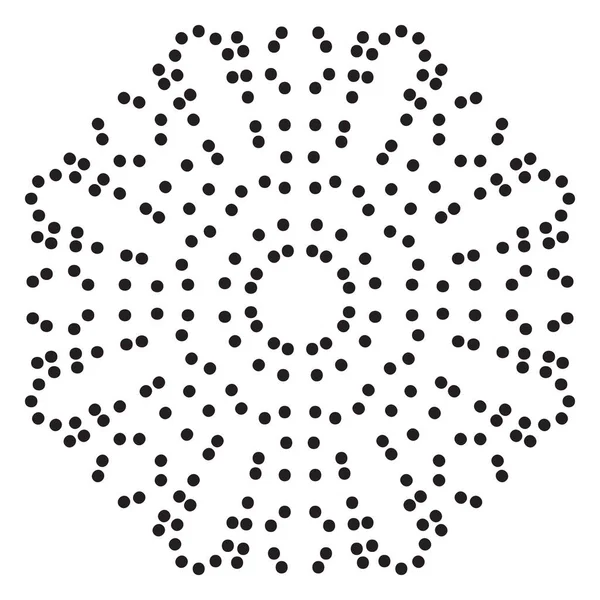 Süslü, yuvarlak, beyaz arka planda izole bir çiçek. Siyah yarım ton mandala. Geometrik daire elementi. Vektör illüstrasyonu. 