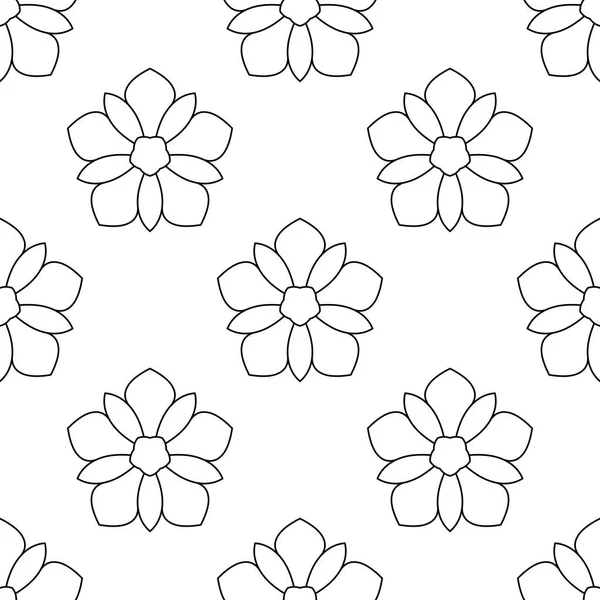 Süslü mandala ile kusursuz bir şablon. Soyut yuvarlak karalama çiçek arkaplanı. Çiçekli geometrik çember. Vektör illüstrasyonu.  