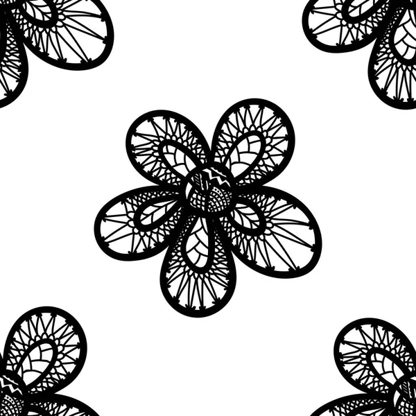 Fantasía Patrón Sin Costura Con Mandala Ornamental Fondo Flores Garabato — Vector de stock