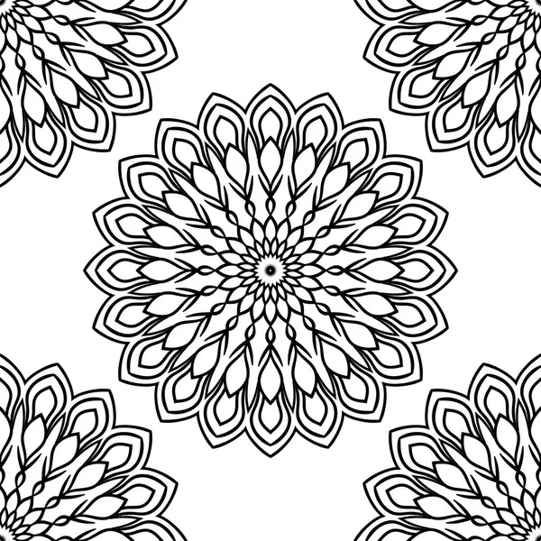 Fantaisie Motif Sans Couture Avec Mandala Ornemental Fond Abstrait Fleurs — Image vectorielle