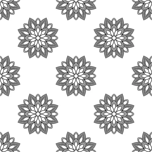 Fantaisie Motif Sans Couture Avec Mandala Ornemental Fond Abstrait Fleurs — Image vectorielle