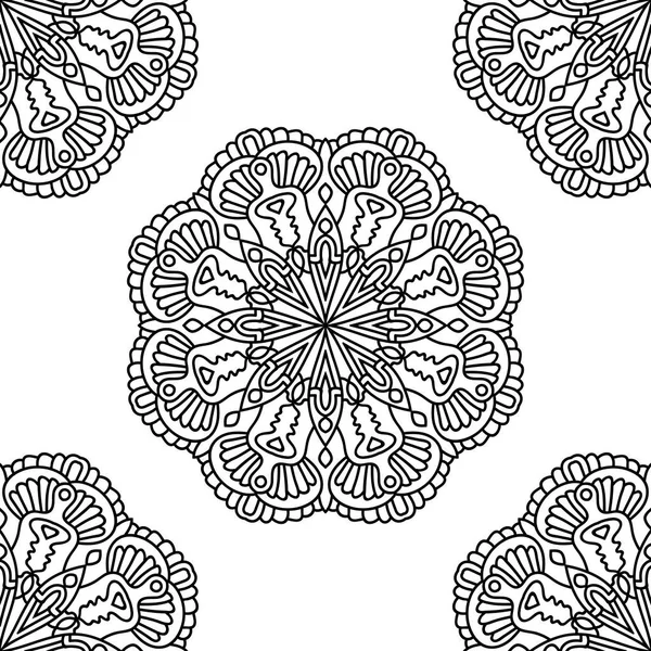 Fantaisie Motif Sans Couture Avec Mandala Ornemental Fond Abstrait Fleurs — Image vectorielle