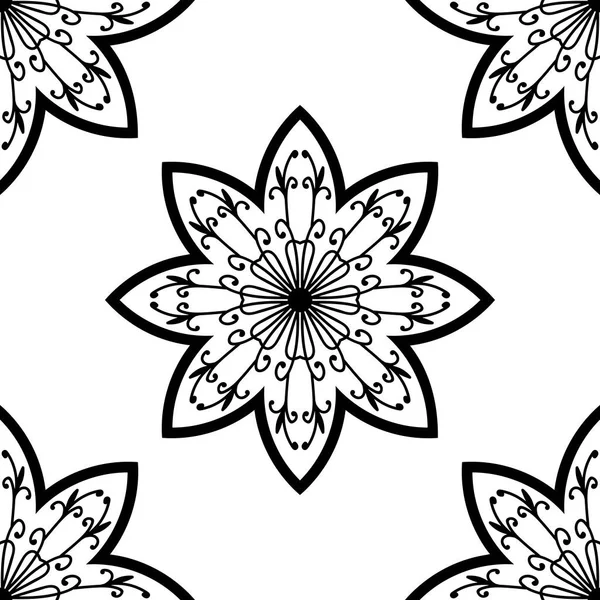 Fantaisie Motif Sans Couture Avec Mandala Ornemental Fond Abstrait Fleurs — Image vectorielle