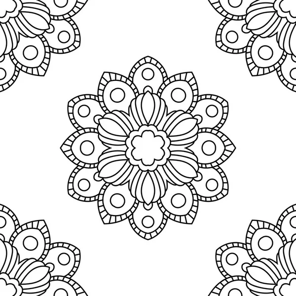 Fantazie Bezešvé Vzor Ornamentální Mandaly Abstraktní Kulaté Čmáranice Květinové Pozadí — Stockový vektor