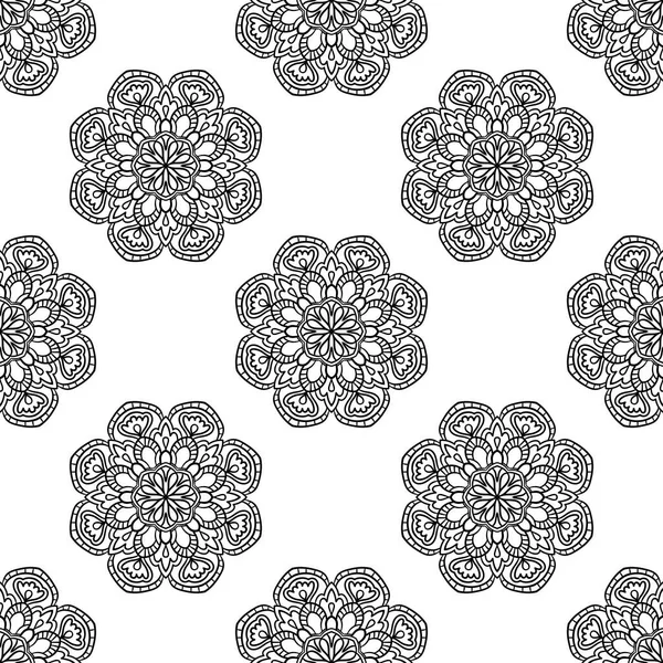 Fantasia Sem Costura Padrão Com Mandala Ornamental Abstrato Redondo Fundo — Vetor de Stock