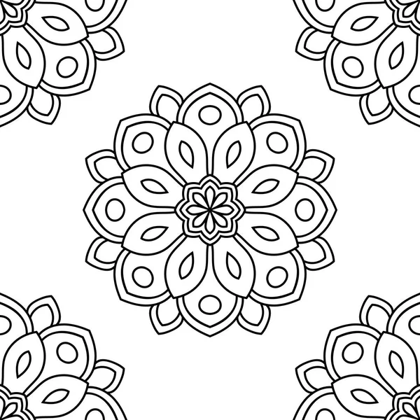 Fantasia Sem Costura Padrão Com Mandala Ornamental Abstrato Redondo Fundo — Vetor de Stock