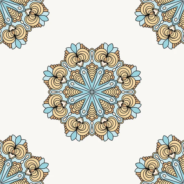 Patrón Sin Costura Abstracto Con Flor Mandala Mosaico Azulejo Fondo — Vector de stock