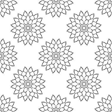 Mandala çiçeğiyle soyut noktasız desen. Mozaik, fayans. Çiçek arkaplan. Vektör illüstrasyonu.     