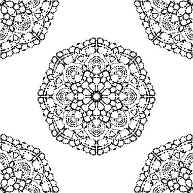 Mandala çiçeğiyle soyut noktasız desen. Mozaik, fayans. Çiçek arkaplan. Vektör illüstrasyonu.     