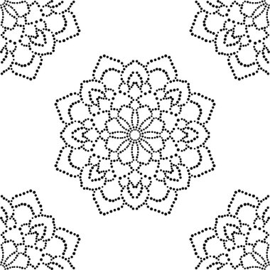 Süslü mandala ile kusursuz bir şablon. Soyut yuvarlak karalama çiçek arkaplanı. Çiçekli geometrik çember. Vektör illüstrasyonu. 