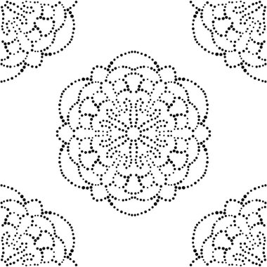 Süslü mandala ile kusursuz bir şablon. Soyut yuvarlak karalama çiçek arkaplanı. Çiçekli geometrik çember. Vektör illüstrasyonu. 