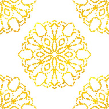 Süslü mandala ile kusursuz bir şablon. Soyut yuvarlak karalama çiçek arkaplanı. Çiçekli geometrik çember. Vektör illüstrasyonu. 