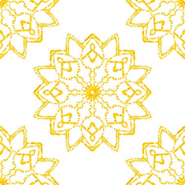 Süslü mandala ile kusursuz bir şablon. Soyut yuvarlak karalama çiçek arkaplanı. Çiçekli geometrik çember. Vektör illüstrasyonu. 