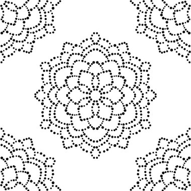 Süslü mandala ile kusursuz bir şablon. Soyut yuvarlak karalama çiçek arkaplanı. Çiçekli geometrik çember. Vektör illüstrasyonu. 