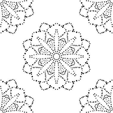 Süslü mandala ile kusursuz bir şablon. Soyut yuvarlak karalama çiçek arkaplanı. Çiçekli geometrik çember. Vektör illüstrasyonu. 