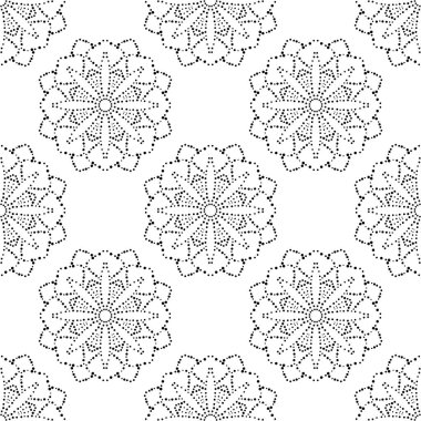 Süslü mandala ile kusursuz bir şablon. Soyut yuvarlak karalama çiçek arkaplanı. Çiçekli geometrik çember. Vektör illüstrasyonu. 