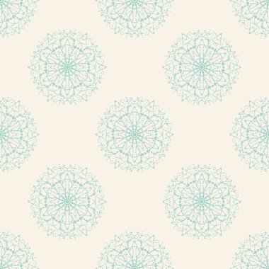 Süslü mandala ile kusursuz bir şablon. Soyut yuvarlak karalama çiçek arkaplanı. Çiçekli geometrik çember. Vektör illüstrasyonu. 