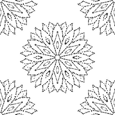 Süslü mandala ile kusursuz bir şablon. Soyut yuvarlak karalama çiçek arkaplanı. Çiçekli geometrik çember. Vektör illüstrasyonu. 