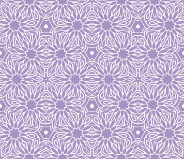 Süslü mandala ile kusursuz bir şablon. Soyut yuvarlak karalama çiçek arkaplanı. Çiçekli geometrik çember. Vektör illüstrasyonu.   