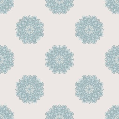 Süslü mandala ile kusursuz bir şablon. Soyut yuvarlak karalama çiçek arkaplanı. Çiçekli geometrik çember. Vektör illüstrasyonu.  