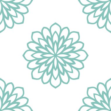 Süslü mandala ile kusursuz bir şablon. Soyut yuvarlak karalama çiçek arkaplanı. Çiçekli geometrik çember. Vektör illüstrasyonu.  