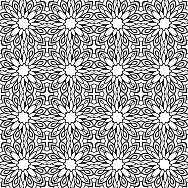 Soyut karalama desensiz çiçek deseni. Fantezi arka planı. Çiçek mozaiği, ambalaj kağıdı. Vektör illüstrasyonu.    