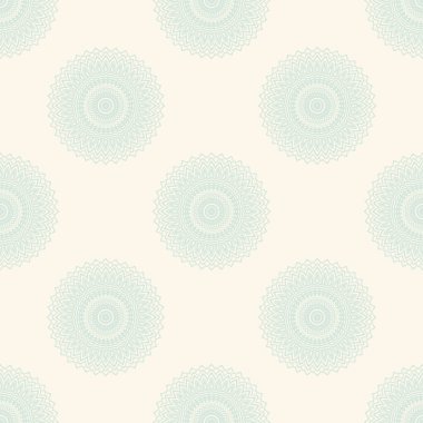 Süslü mandala ile kusursuz bir şablon. Soyut yuvarlak karalama çiçek arkaplanı. Çiçekli geometrik çember. Vektör illüstrasyonu.  