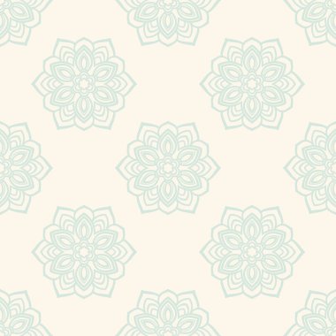 Süslü mandala ile kusursuz bir şablon. Soyut yuvarlak karalama çiçek arkaplanı. Çiçekli geometrik çember. Vektör illüstrasyonu.  