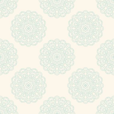 Süslü mandala ile kusursuz bir şablon. Soyut yuvarlak karalama çiçek arkaplanı. Çiçekli geometrik çember. Vektör illüstrasyonu.  