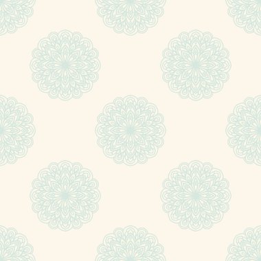 Süslü mandala ile kusursuz bir şablon. Soyut yuvarlak karalama çiçek arkaplanı. Çiçekli geometrik çember. Vektör illüstrasyonu.  