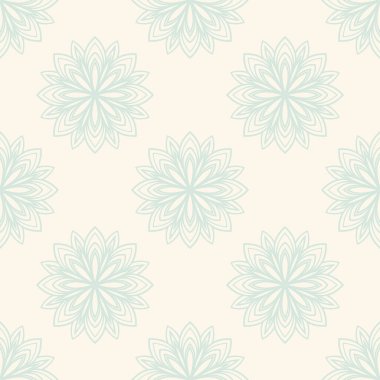 Süslü mandala ile kusursuz bir şablon. Soyut yuvarlak karalama çiçek arkaplanı. Çiçekli geometrik çember. Vektör illüstrasyonu.  