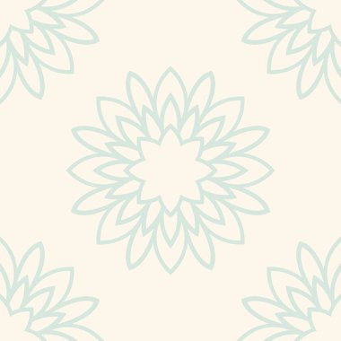 Süslü mandala ile kusursuz bir şablon. Soyut yuvarlak karalama çiçek arkaplanı. Çiçekli geometrik çember. Vektör illüstrasyonu.  